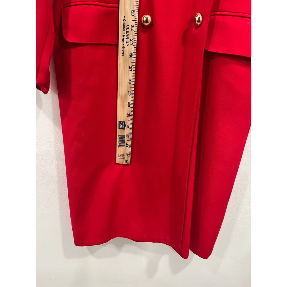 Vintage Kasper ASL Blazer Dress Womens SZ 10 Red Double Breasted Gold Buttons - Picture 8 of 15